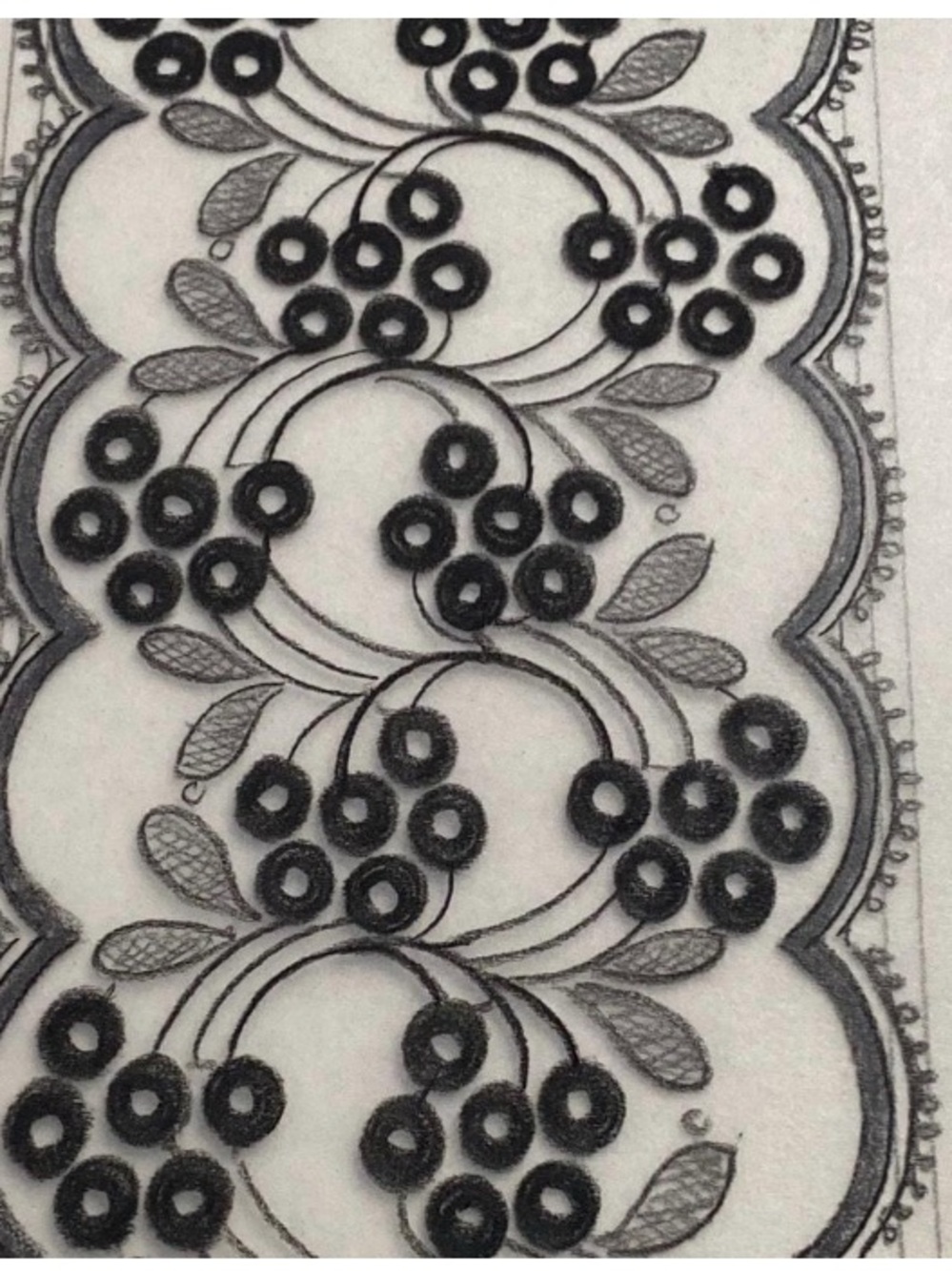 Framable Art - Unique  Black Charcoal Lace Design Draft (NYC Fashion Archive)